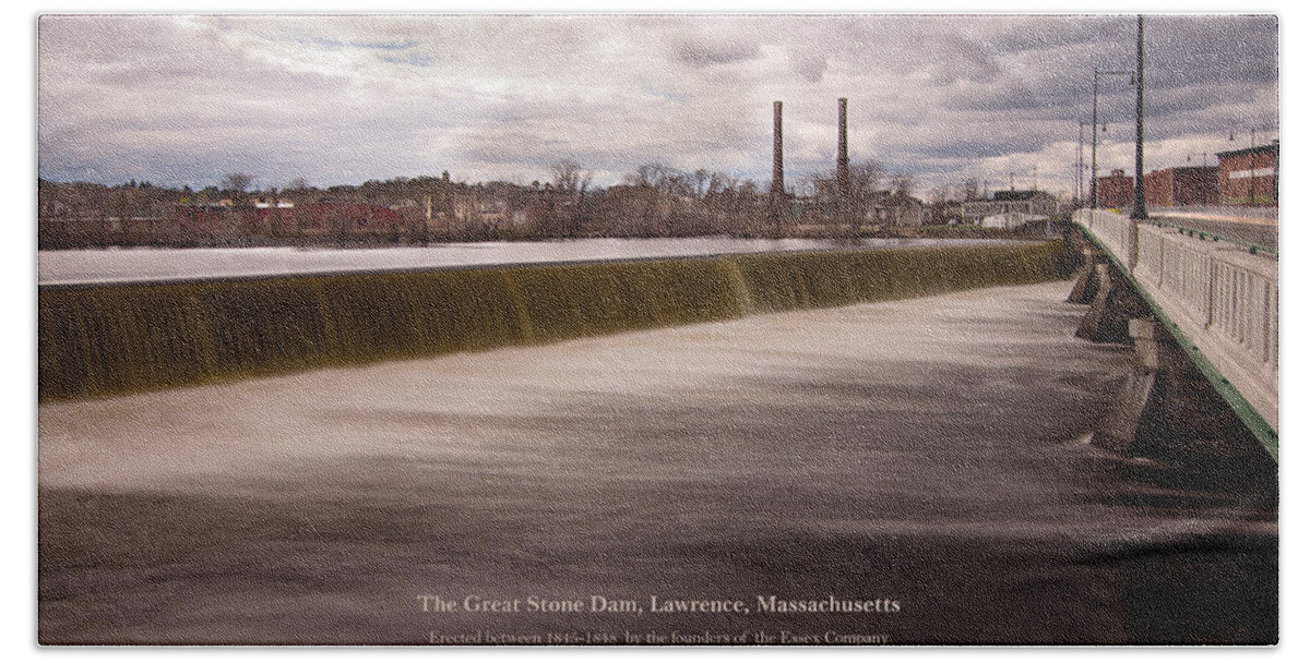 The Great Stone Dam Hand Towel featuring the photograph The Great Stone Dam Lawrence, Massachusetts by Betty Denise