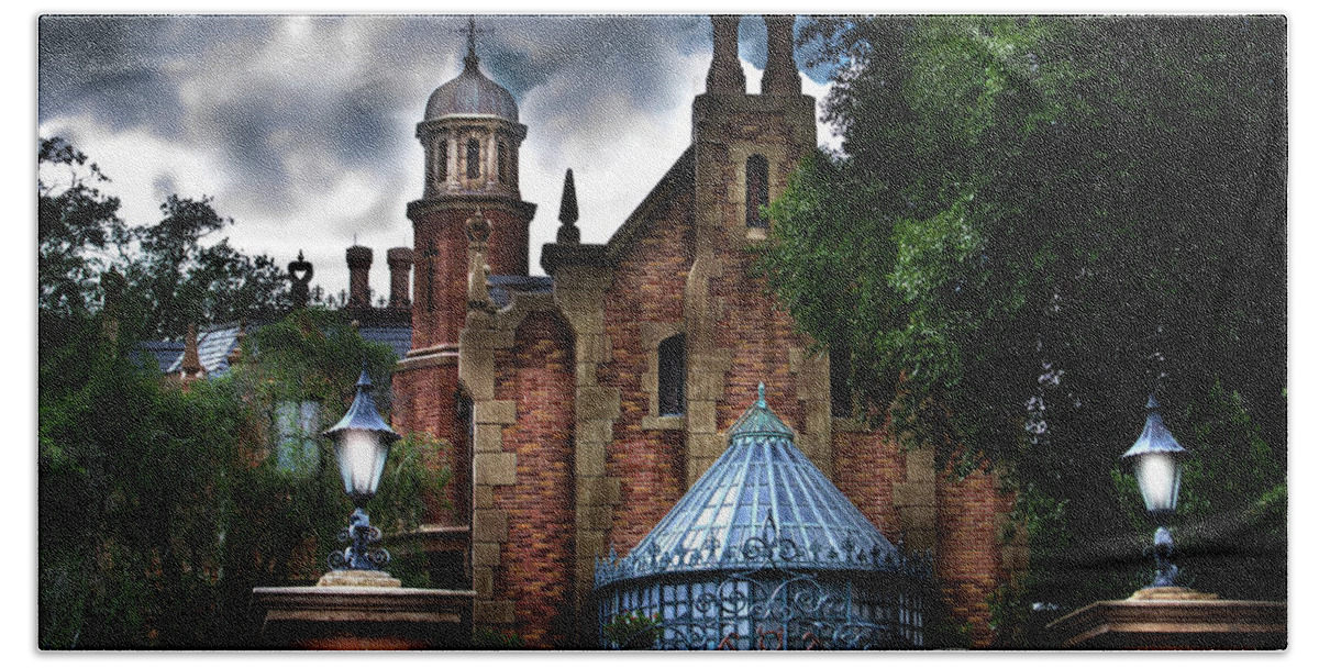 Disney Bath Towel featuring the photograph The Haunted Mansion by Mark Andrew Thomas
