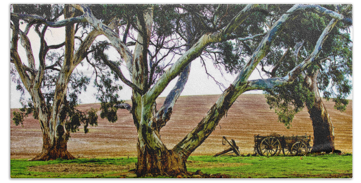 Burra Bath Towel featuring the photograph The Hay Wagon by Mark Egerton