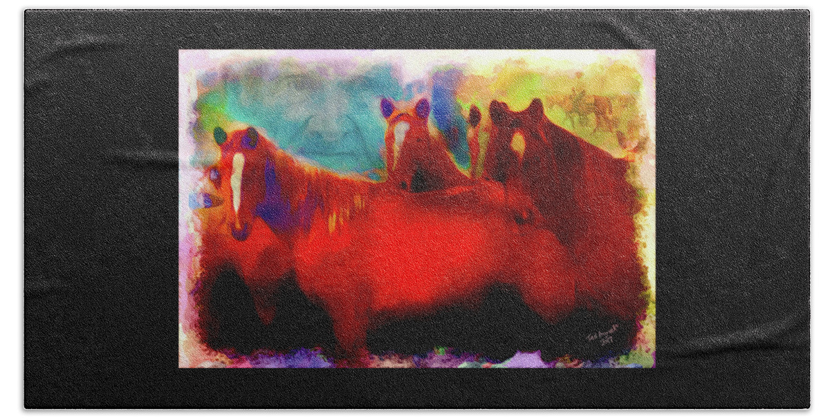Horses Hand Towel featuring the digital art The Horse Whisperer by Ted Azriel
