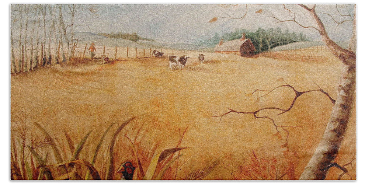 Hunter Bath Sheet featuring the painting The Hunt by Marilyn Smith