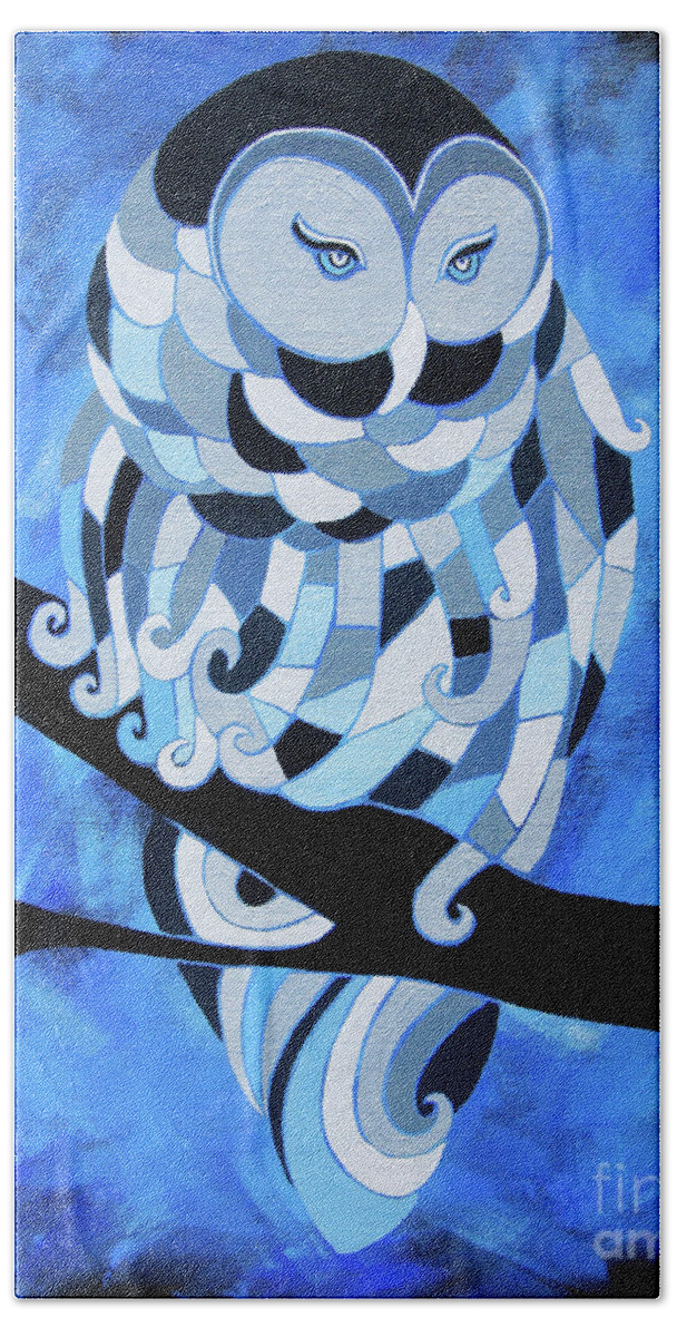 Barred Owl Bath Towel featuring the painting The Ice Owl by Barbara Rush