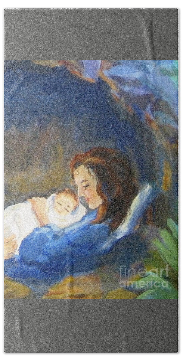 Christian Art Bath Towel featuring the painting The Infant King by Maria Hunt