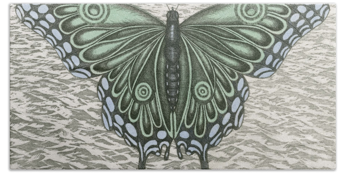 Butterfly Hand Towel featuring the drawing The Intro-Spector by Charles Harden