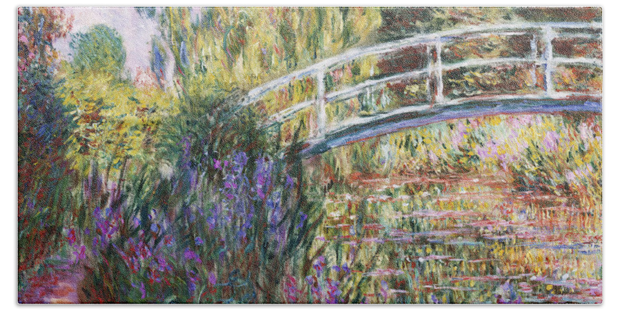 Monet Hand Towel featuring the painting The Japanese Bridge by Claude Monet