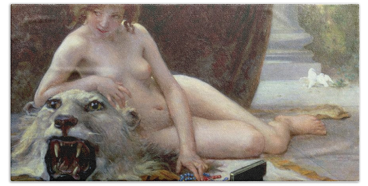 Nude Bath Towel featuring the painting The Jewel Case by Guillaume Seignac