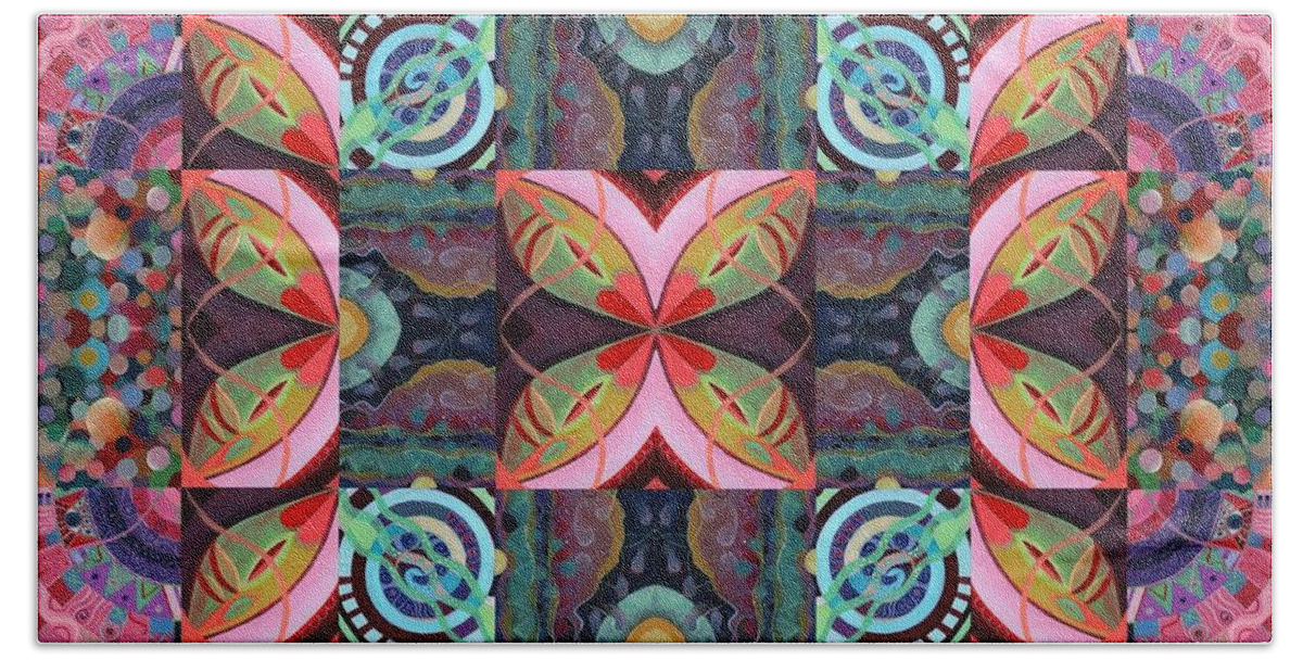 The Joy Of Design Mandala Series Puzzle 7 Arrangement 2 By Helena Tiainen Hand Towel featuring the mixed media The Joy of Design Mandala Series Puzzle 7 Arrangement 2 by Helena Tiainen