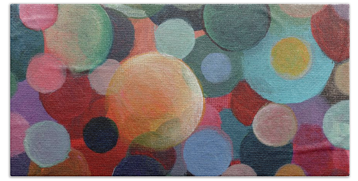Circles Hand Towel featuring the painting The Joy of Design X L by Helena Tiainen