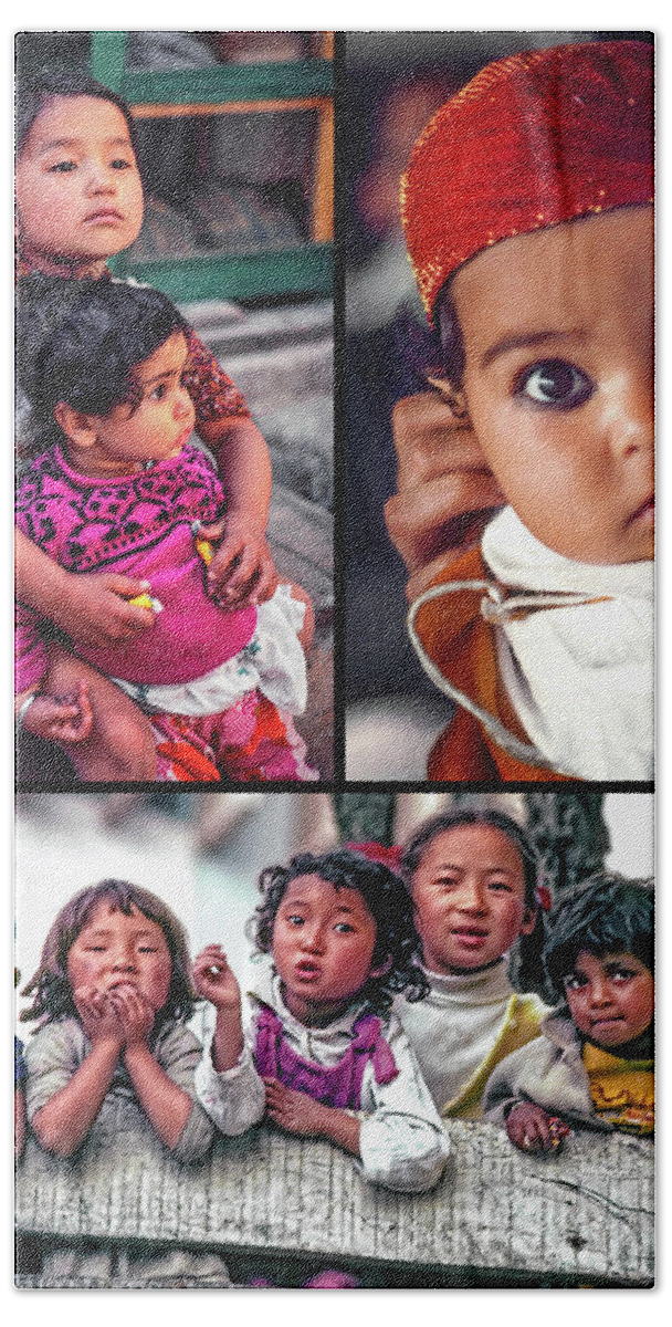 Kids Bath Towel featuring the photograph The Kids of India Collage by Steve Harrington