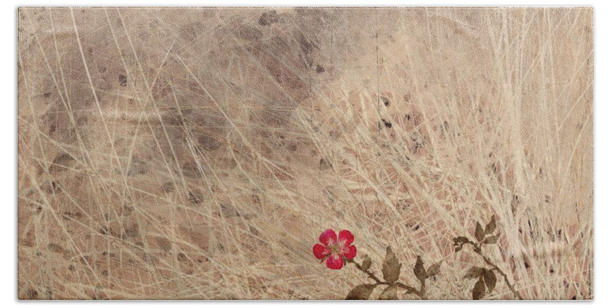 Abstract Hand Towel featuring the digital art The Last Blossom by William Russell Nowicki