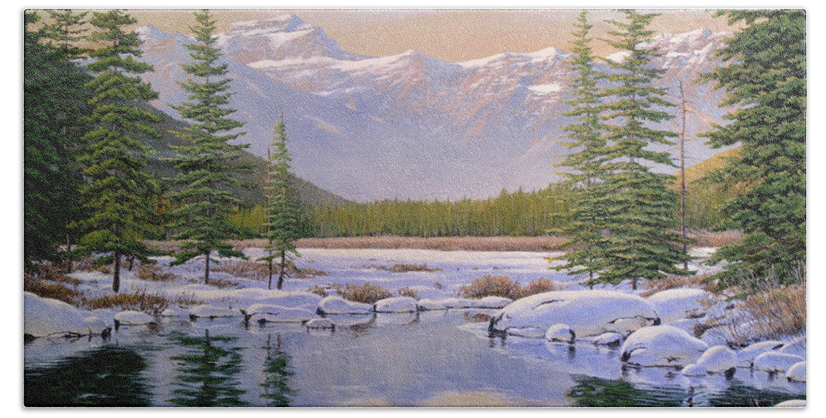 Jake Vandenbrink Hand Towel featuring the painting The Last Days of Winter by Jake Vandenbrink