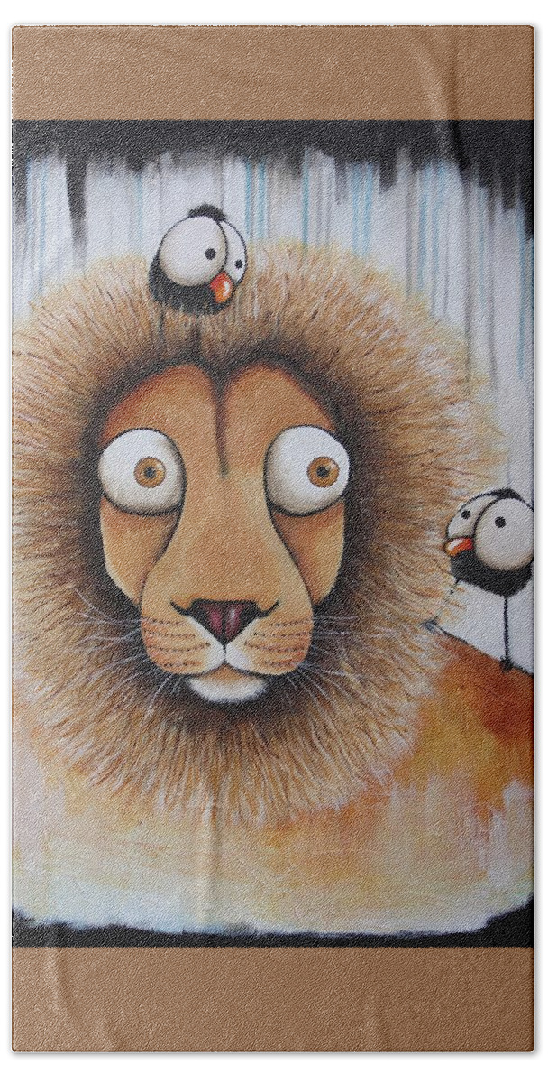 Lion Bath Towel featuring the painting The Lion by Lucia Stewart