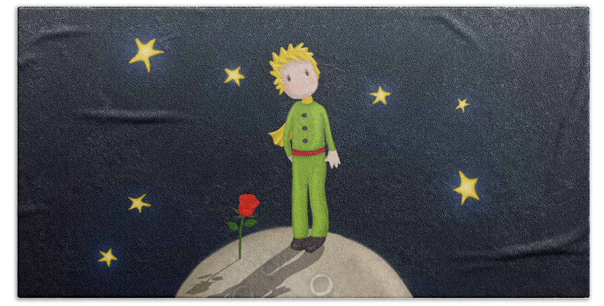 The Little Prince Hand Towel featuring the digital art The Little Prince by Valentina Hramov