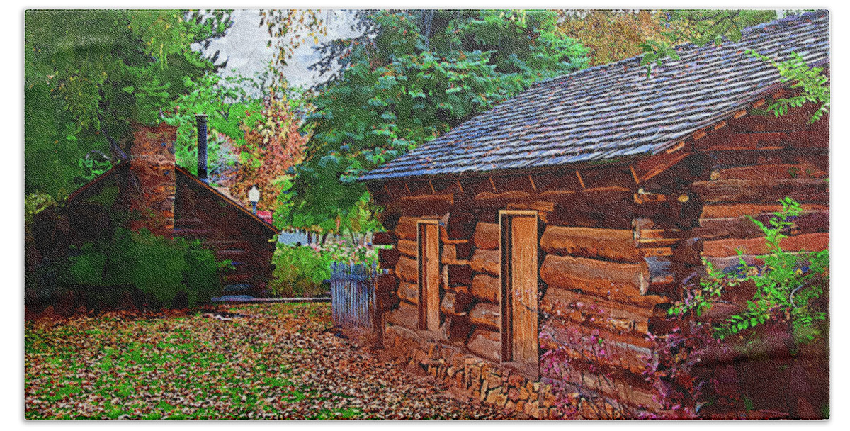 Historic Bath Towel featuring the digital art The Log Cabins by Kirt Tisdale