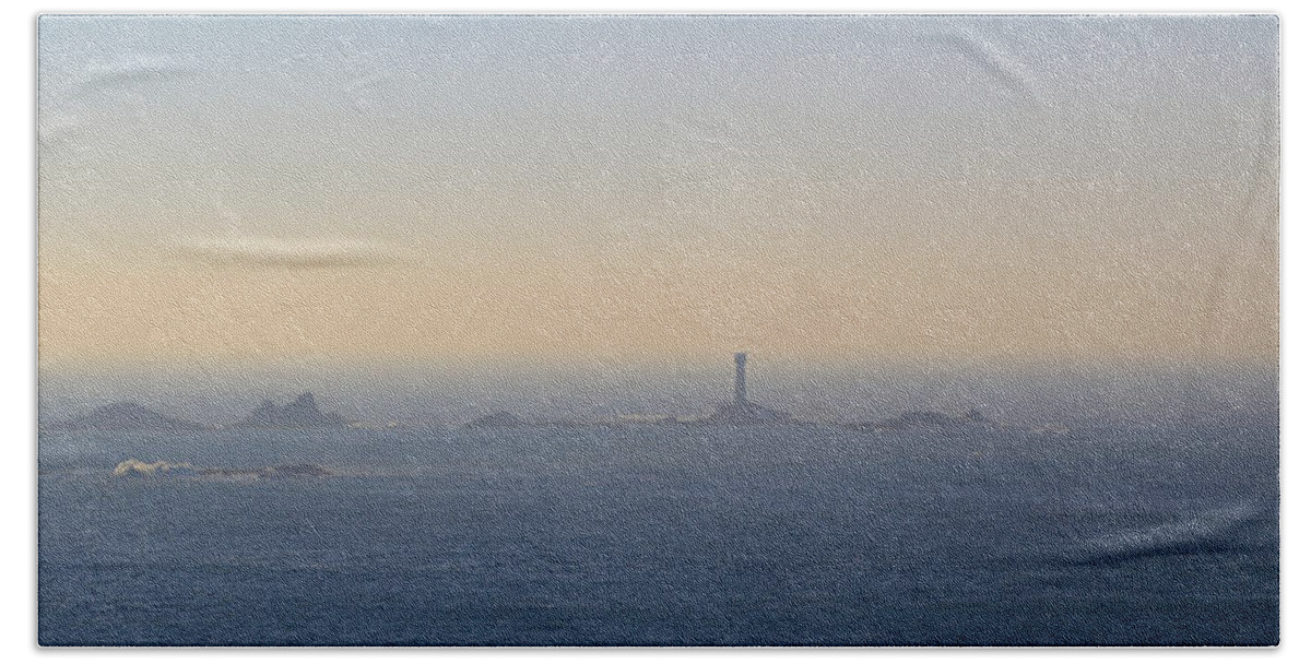 Lighthouse Hand Towel featuring the photograph The Longships Lighthouse Cornwall by Tony Mills
