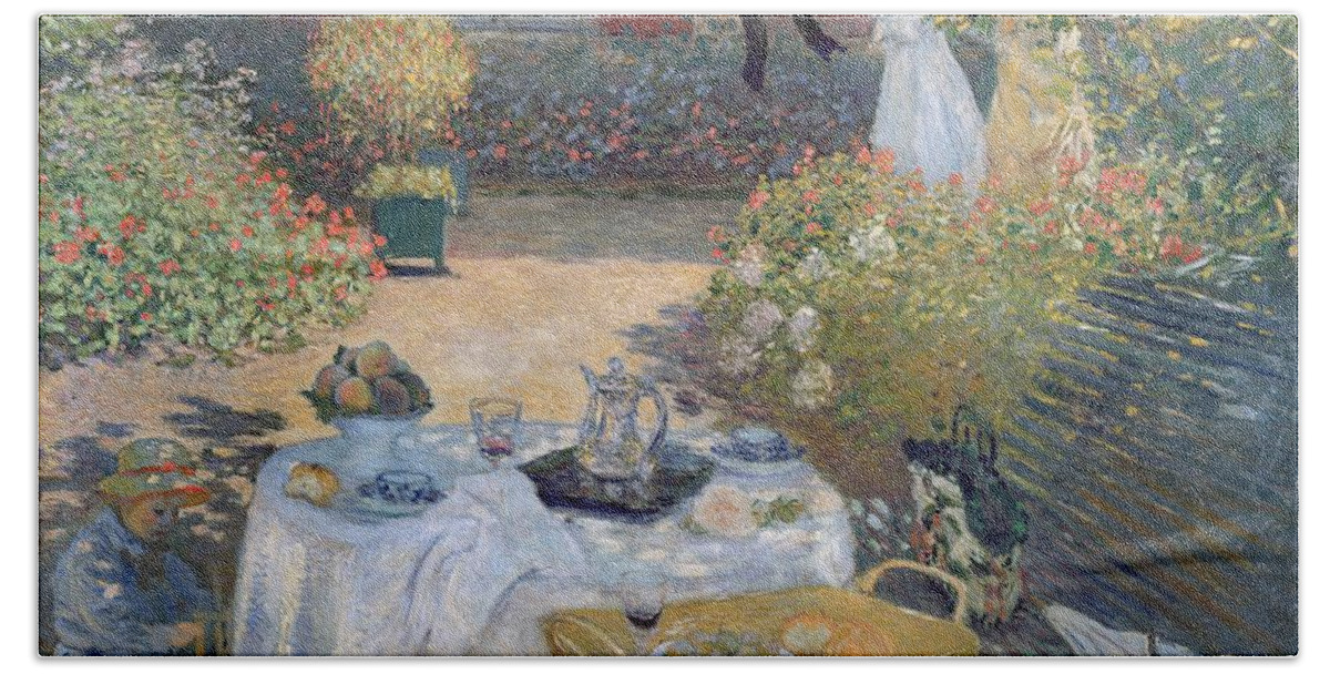 The Luncheon Hand Towel featuring the painting The Luncheon by Claude Monet