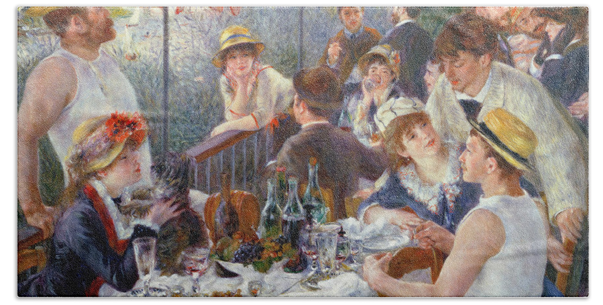 The Hand Towel featuring the painting The Luncheon of the Boating Party by Pierre Auguste Renoir