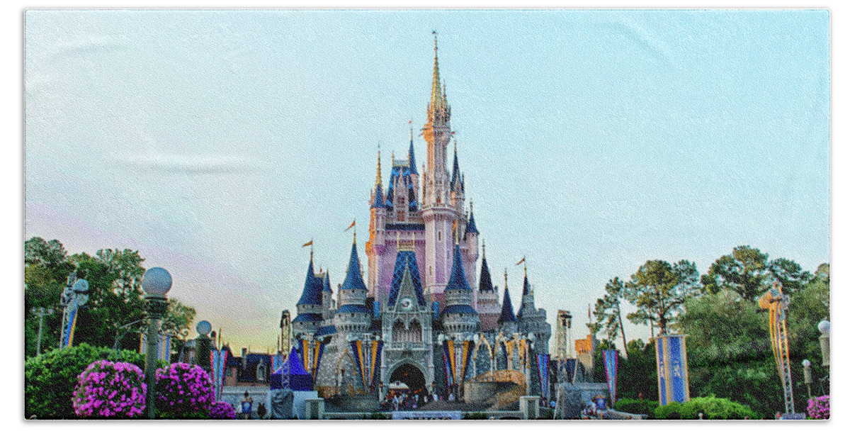 Magic Kingdom Hand Towel featuring the photograph The Magic Kingdom Castle On A Beautiful Summer Day Horizontal MP by Thomas Woolworth