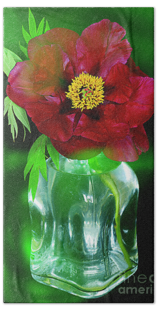 Peony Hand Towel featuring the photograph The Magic Of Peony. by Alexander Vinogradov
