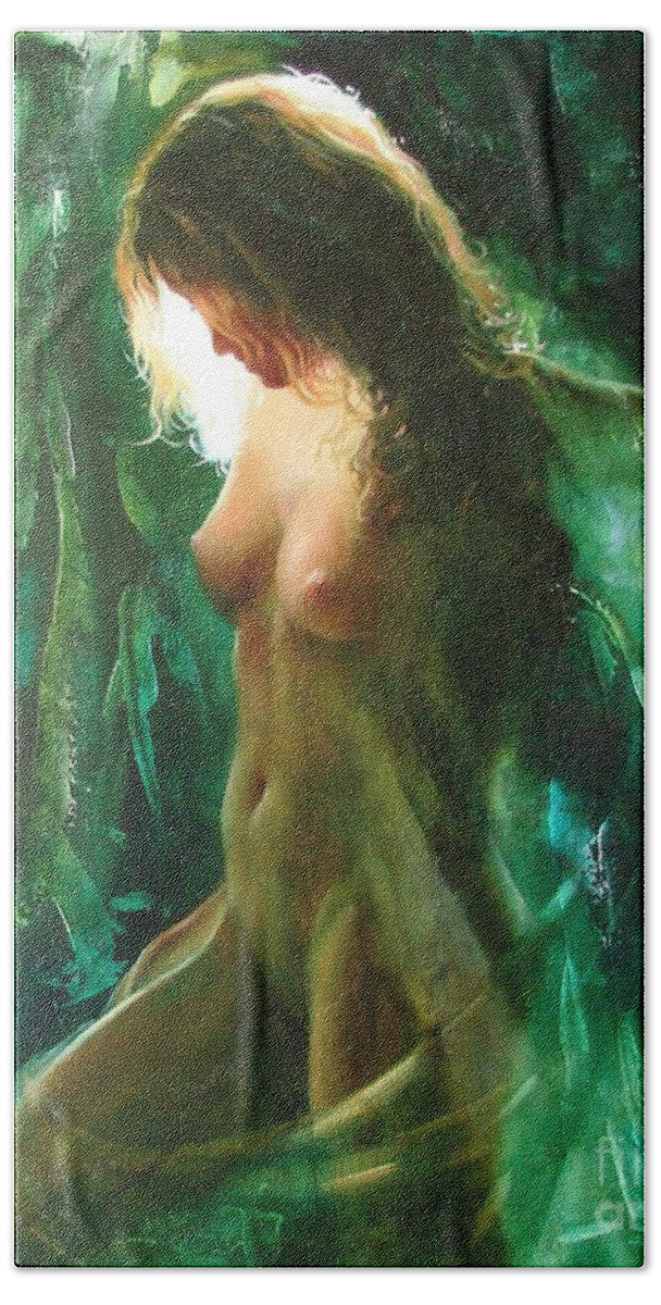 Art Hand Towel featuring the painting The malachite light by Sergey Ignatenko
