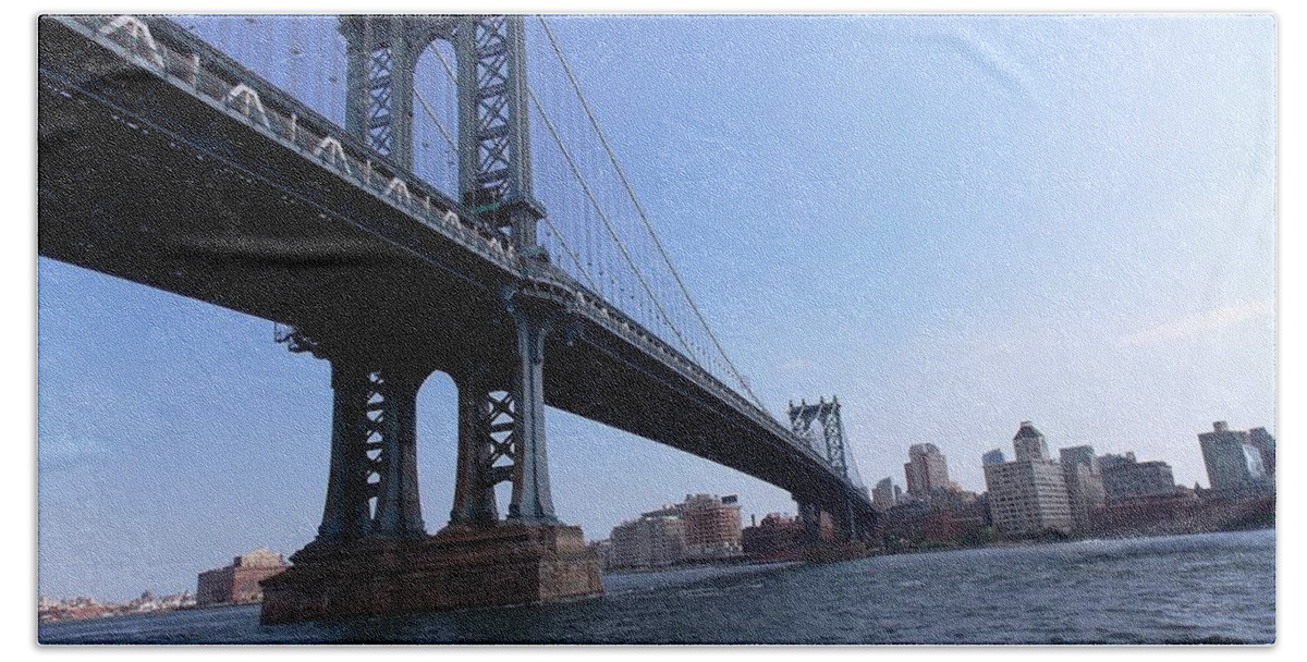 Manhattan Hand Towel featuring the photograph The Manhattan Bridge 1 by Nina Kindred