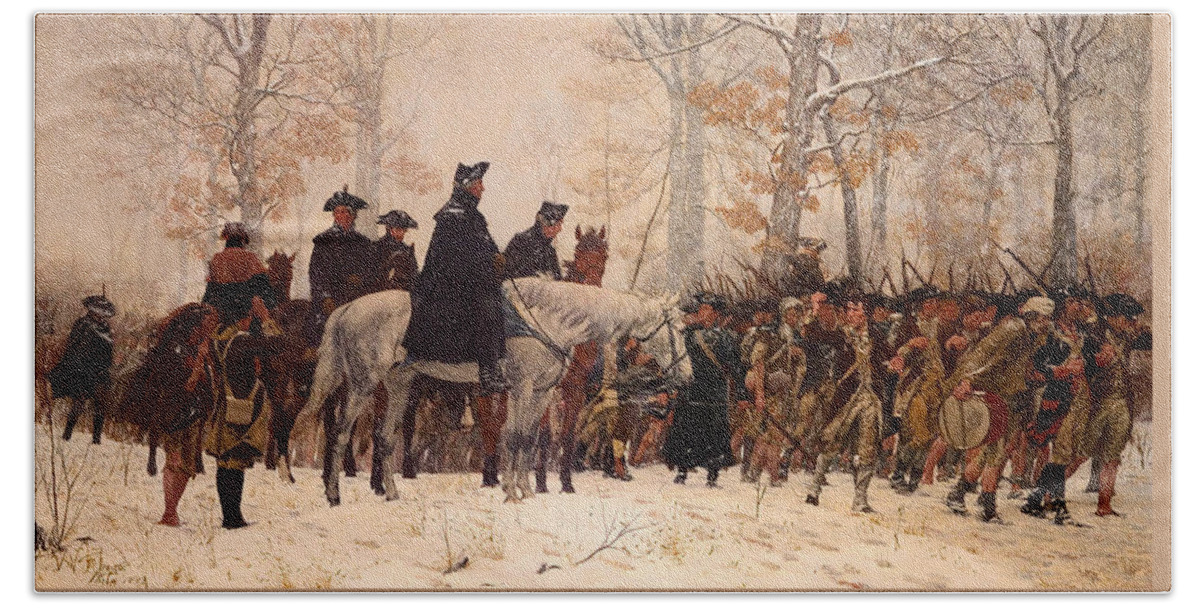 Painting Hand Towel featuring the painting The March To Valley Forge by Mountain Dreams
