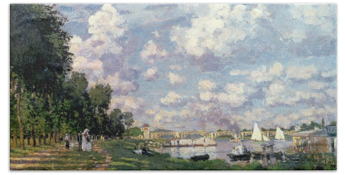 The Hand Towel featuring the painting The Marina at Argenteuil by Claude Monet