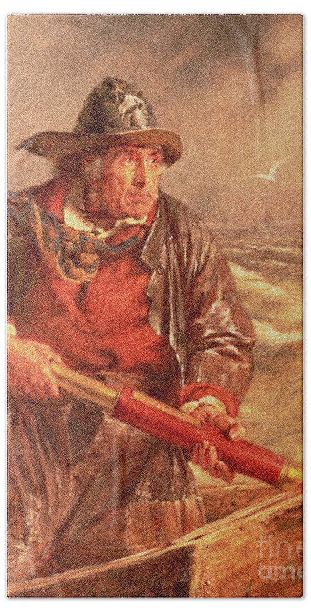 The Hand Towel featuring the painting The Mariner by Erskine Nicol