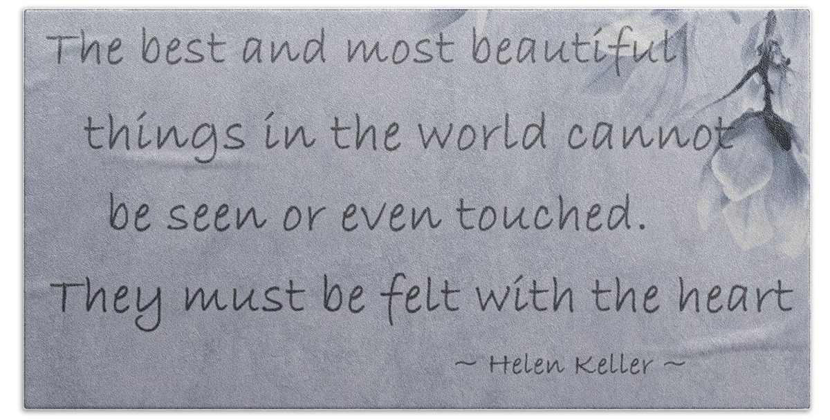 Hellen Keller Bath Towel featuring the mixed media The Most Beautiful Things in the World by Movie Poster Prints