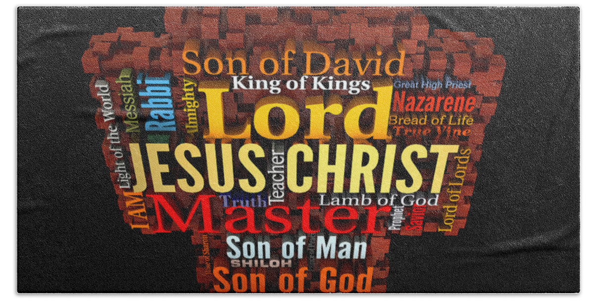 Word Clouds Hand Towel featuring the digital art The Names of the King-2 by William Ladson