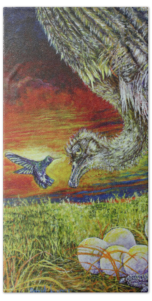 Hummingbird Bath Towel featuring the painting The Nanny by David Joyner
