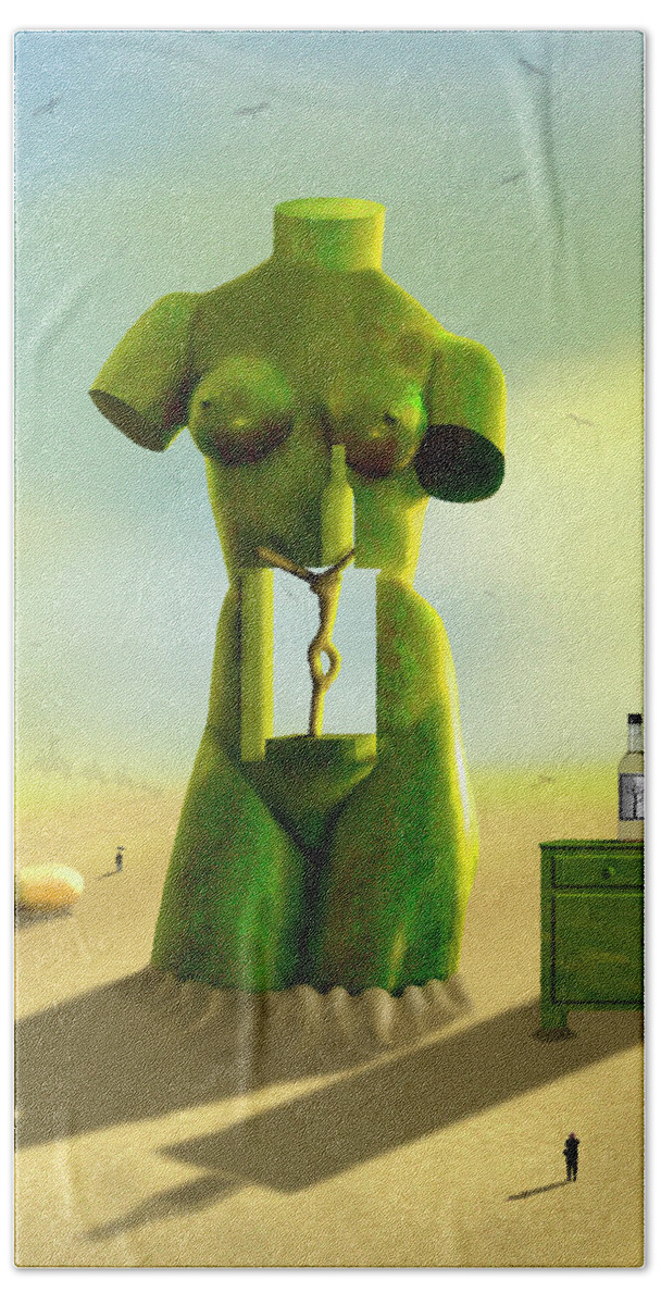 Surrealism Bath Towel featuring the photograph The Nightstand 2 by Mike McGlothlen