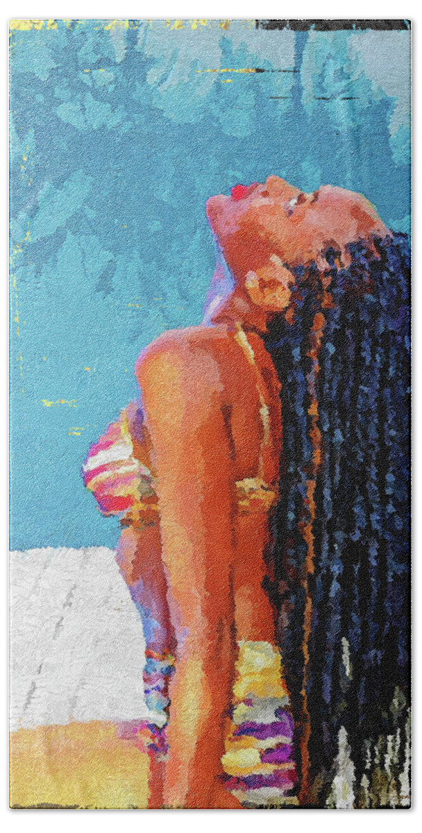 'hey Bath Towel featuring the digital art The Nubian Beauty by Serge Averbukh