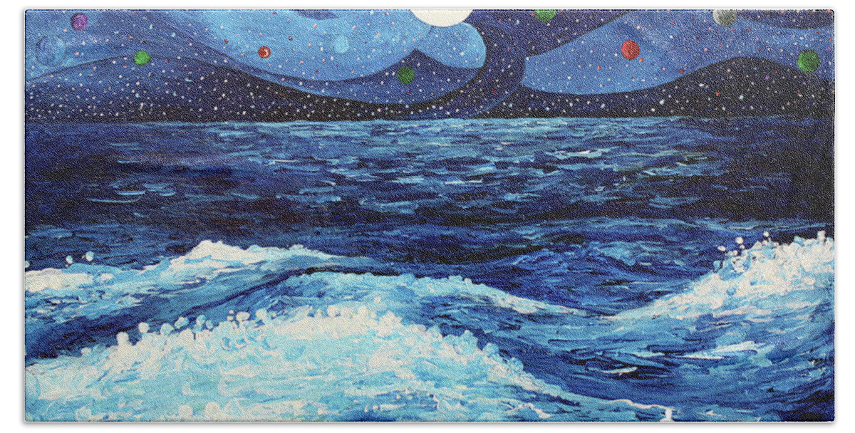 Ocean Bath Towel featuring the painting The Ocean by Bert Munoz