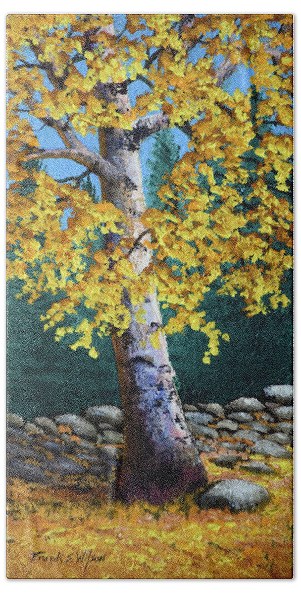 Birches Bath Towel featuring the painting The Old Birch by Frank Wilson