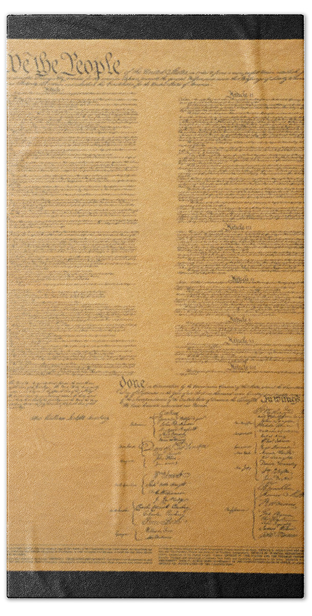 Photography Bath Sheet featuring the photograph The Original United States Constitution by Panoramic Images