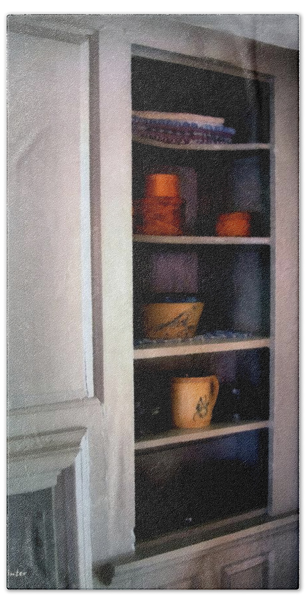Cupboard Bath Towel featuring the painting The Painted Pine Cupboard by RC DeWinter