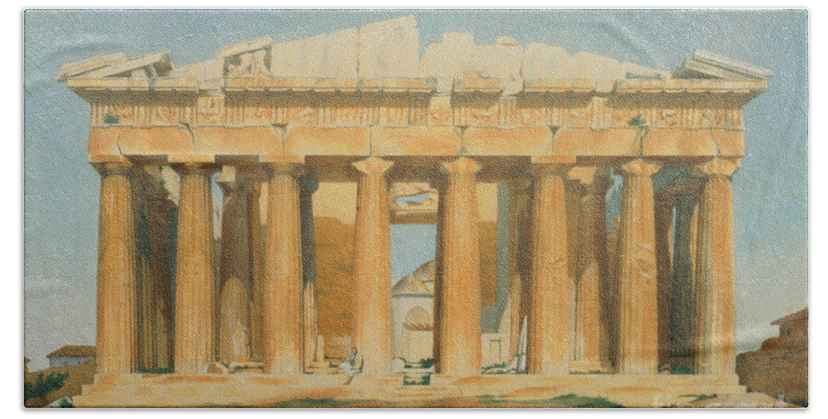 #faatoppicks Bath Towel featuring the painting The Parthenon by Louis Dupre