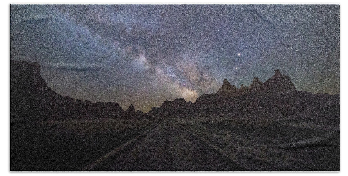 Milky Way Hand Towel featuring the photograph The Path by Aaron J Groen