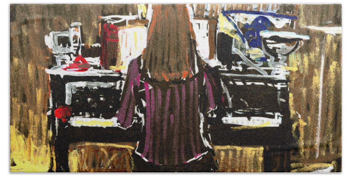 Pianist Hand Towel featuring the painting The Pianist by Candace Lovely