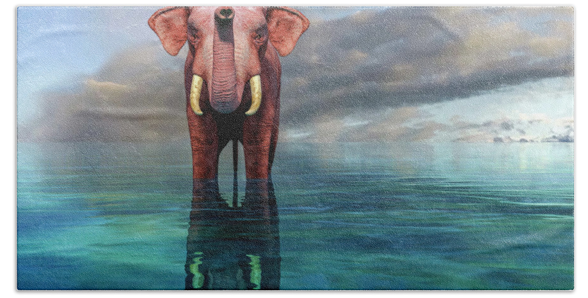 Elephant Bath Towel featuring the digital art The Pink Elephant by Betsy Knapp