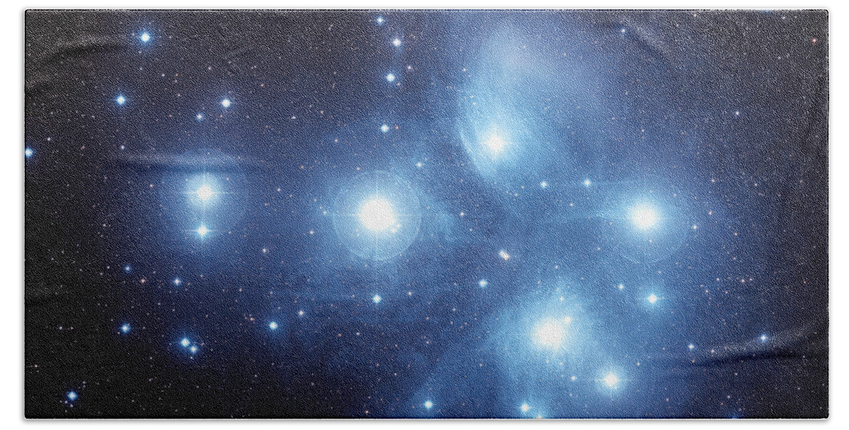 Astronomy Bath Towel featuring the photograph The Pleiades Star Cluster by Charles Shahar