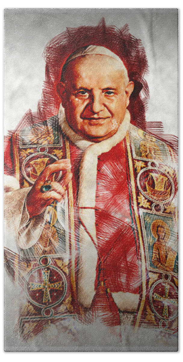 Pope Bath Towel featuring the painting The Pope by Stefano Senise