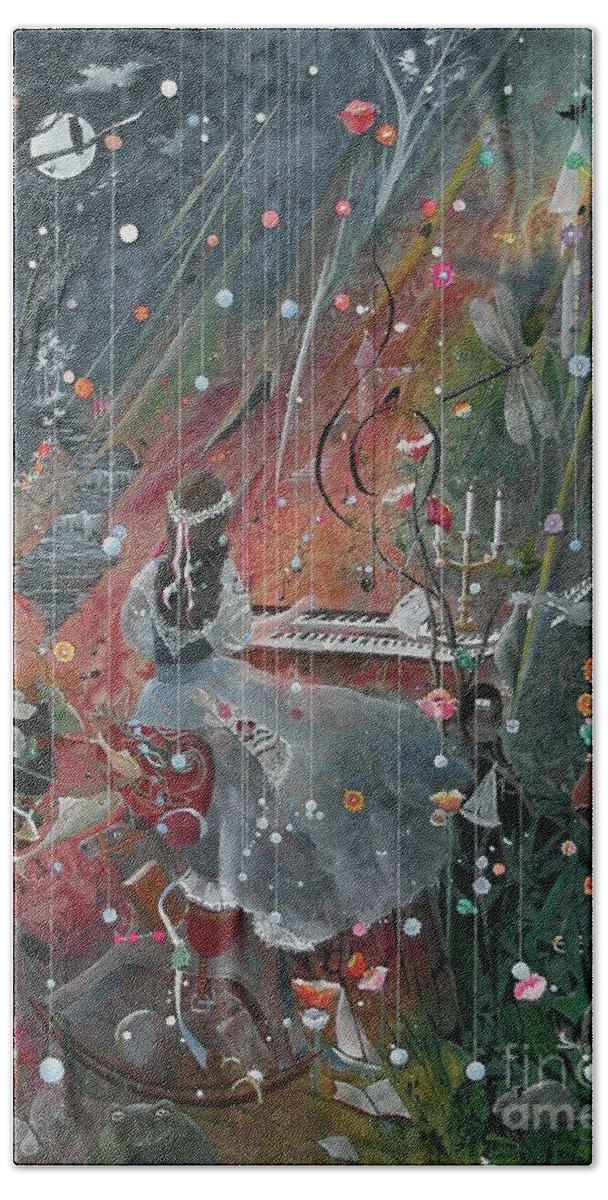Fantasy Bath Towel featuring the painting The Princess Jareeta by Jackie Mueller-Jones