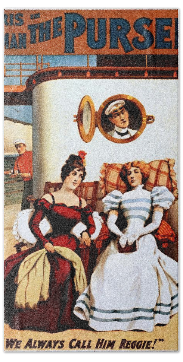 Theatrical Poster Bath Towel featuring the painting The Purser, theatrical poster, 1898 by Vincent Monozlay