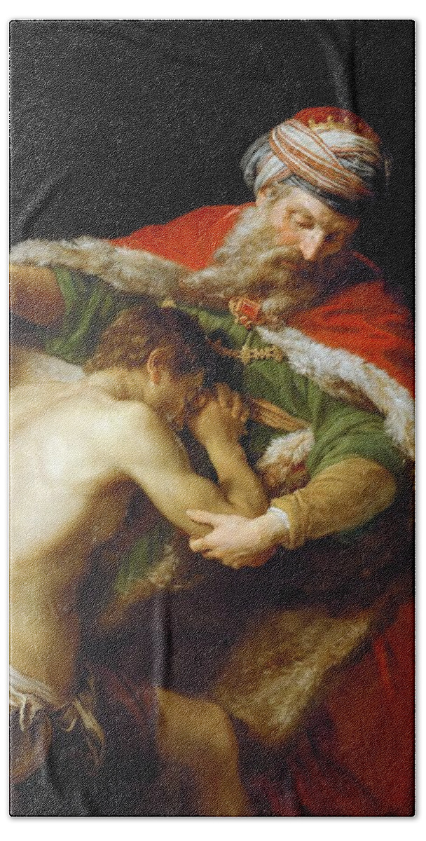 Pompeo Batoni Bath Towel featuring the painting The Return of the Prodigal Son by Pompeo Batoni