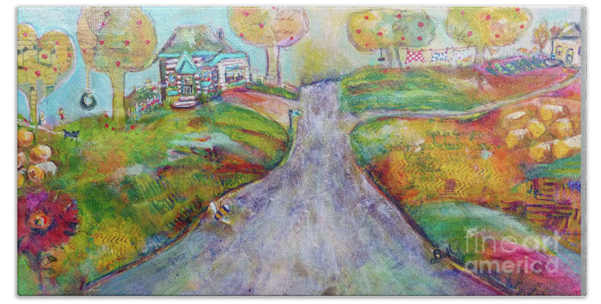 House Bath Towel featuring the painting The Road Home by Claire Bull