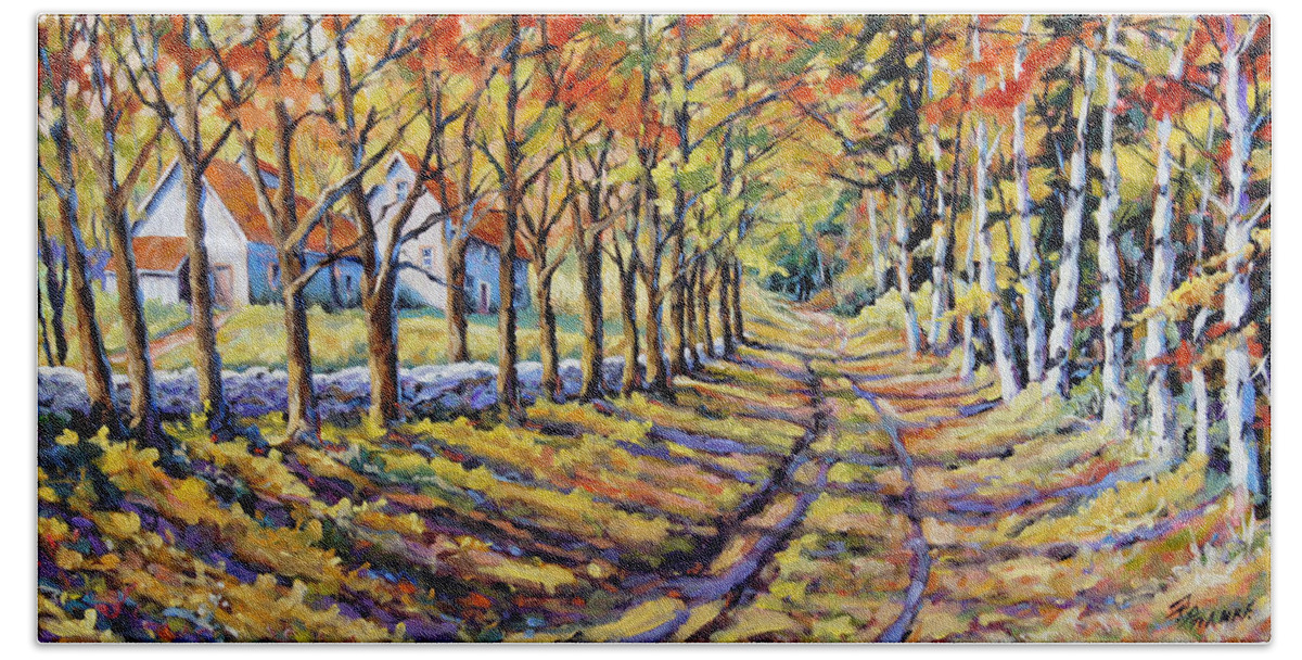 Prankepaintings Bath Towel featuring the painting The road home by Richard T Pranke