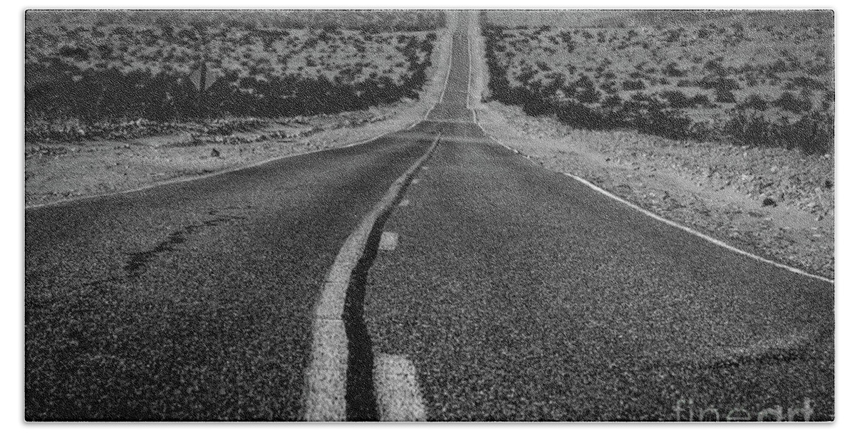 Death Valley Hand Towel featuring the photograph The Road to Shoshone by Jeff Hubbard