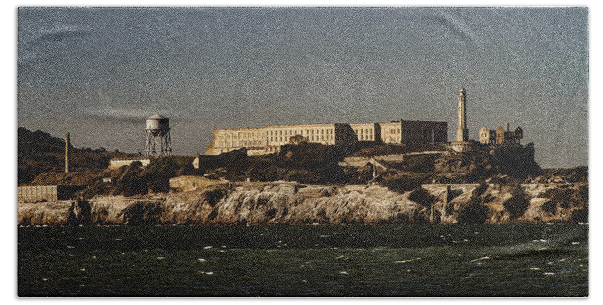 Bonnie Follett Bath Towel featuring the photograph The Rock Alcatraz 1 by Bonnie Follett